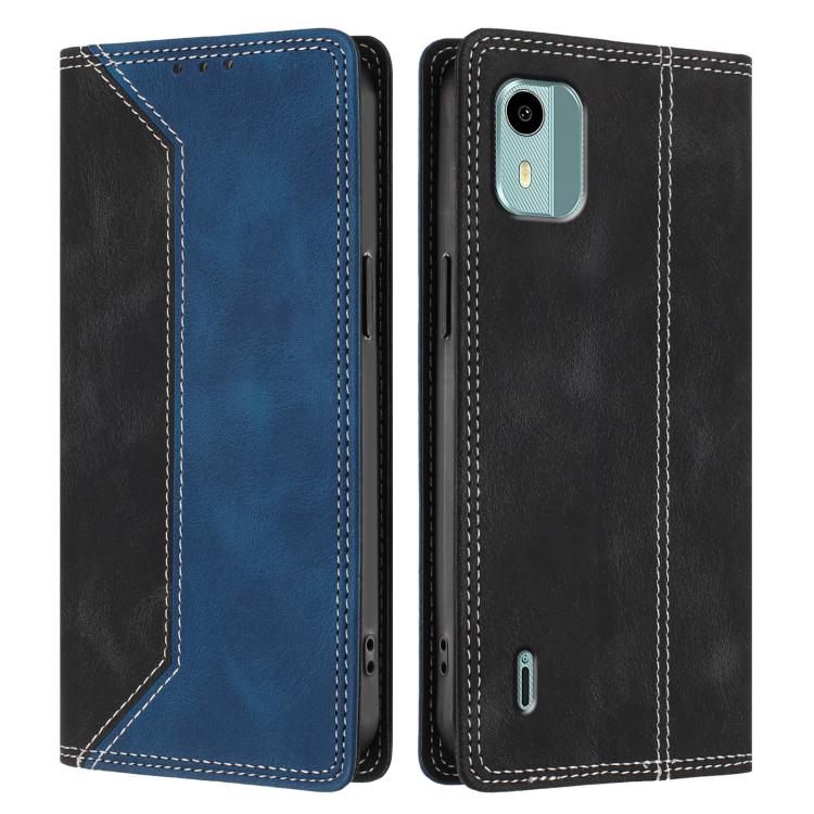 For Nokia C12 Skin Feel Two-tone RFID Blocking Vegan Leather Phone Case