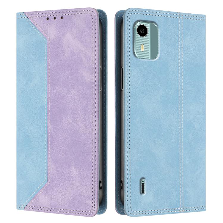 For Nokia C12 Skin Feel Two-tone RFID Blocking Vegan Leather Phone Case