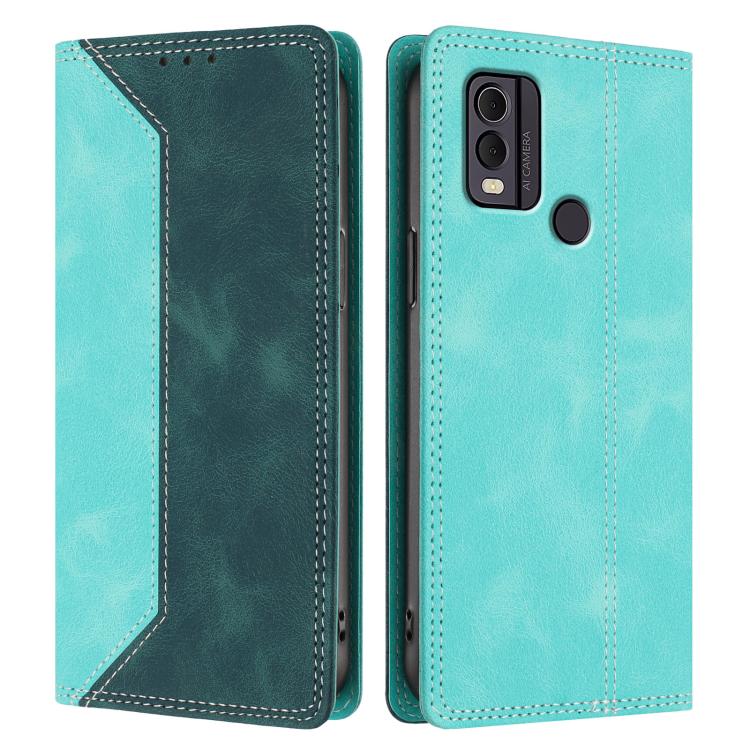 For Nokia C22 Skin Feel Two-tone RFID Blocking Vegan Leather Phone Case