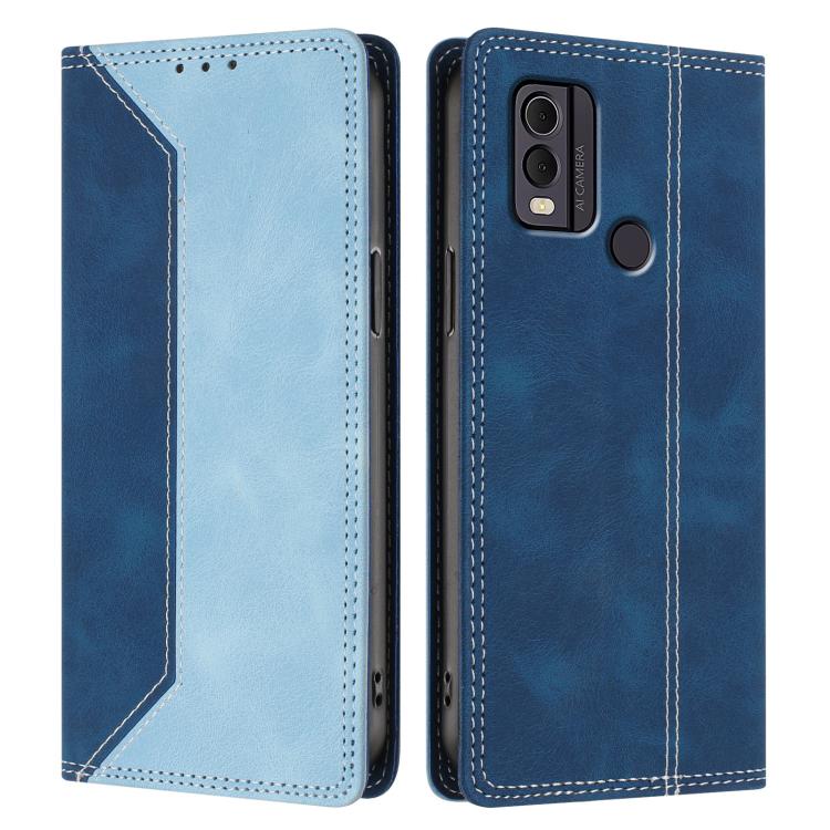 For Nokia C22 Skin Feel Two-tone RFID Blocking Vegan Leather Phone Case