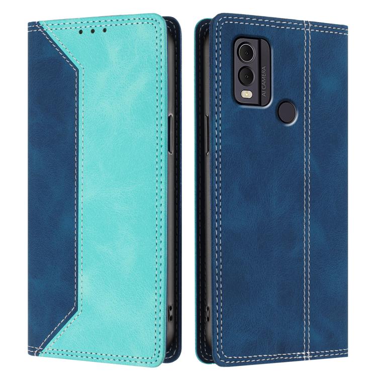 For Nokia C22 Skin Feel Two-tone RFID Blocking Vegan Leather Phone Case