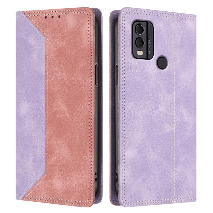 For Nokia C22 Skin Feel Two-tone RFID Blocking Vegan Leather Phone Case
