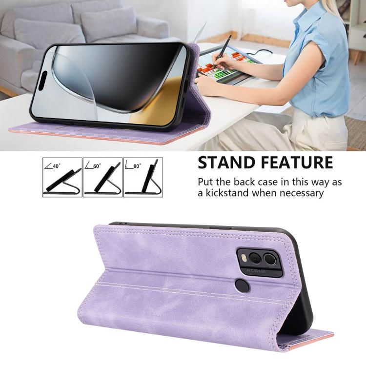 For Nokia C22 Skin Feel Two-tone RFID Blocking Vegan Leather Phone Case