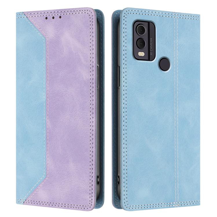 For Nokia C22 Skin Feel Two-tone RFID Blocking Vegan Leather Phone Case
