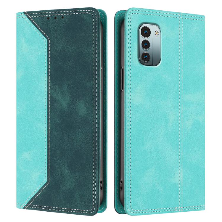 For Nokia G11 / G21 4G Skin Feel Two-tone RFID Blocking Vegan Leather Phone Case