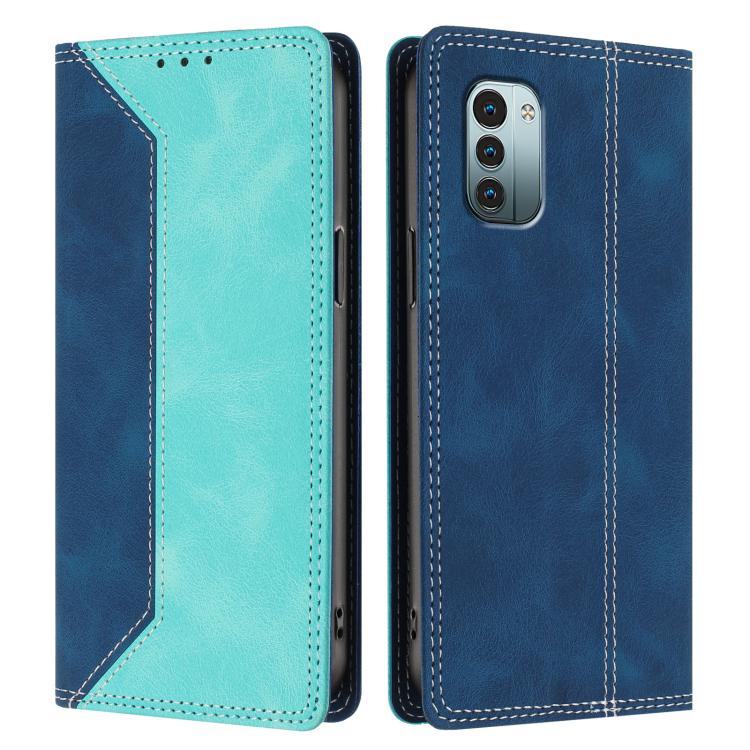 For Nokia G11 / G21 4G Skin Feel Two-tone RFID Blocking Vegan Leather Phone Case