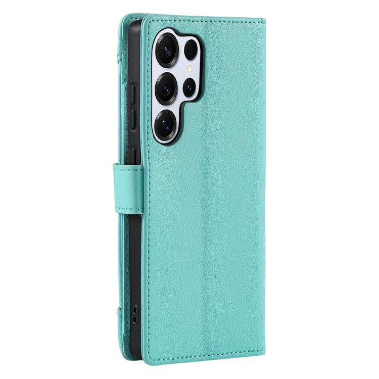 For Galaxy S25 Ultra 5G Litchi Texture Zipper Wallet Buckle Vegan Leather Phone Case with Wrist Strap