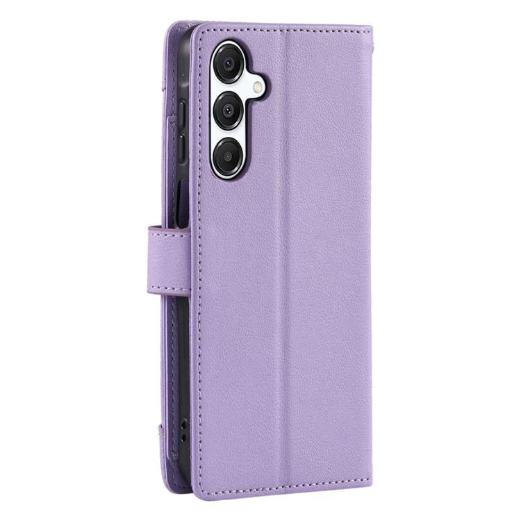 For Galaxy S24 FE 5G Litchi Texture Zipper Wallet Buckle Vegan Leather Phone Case with Wrist Strap