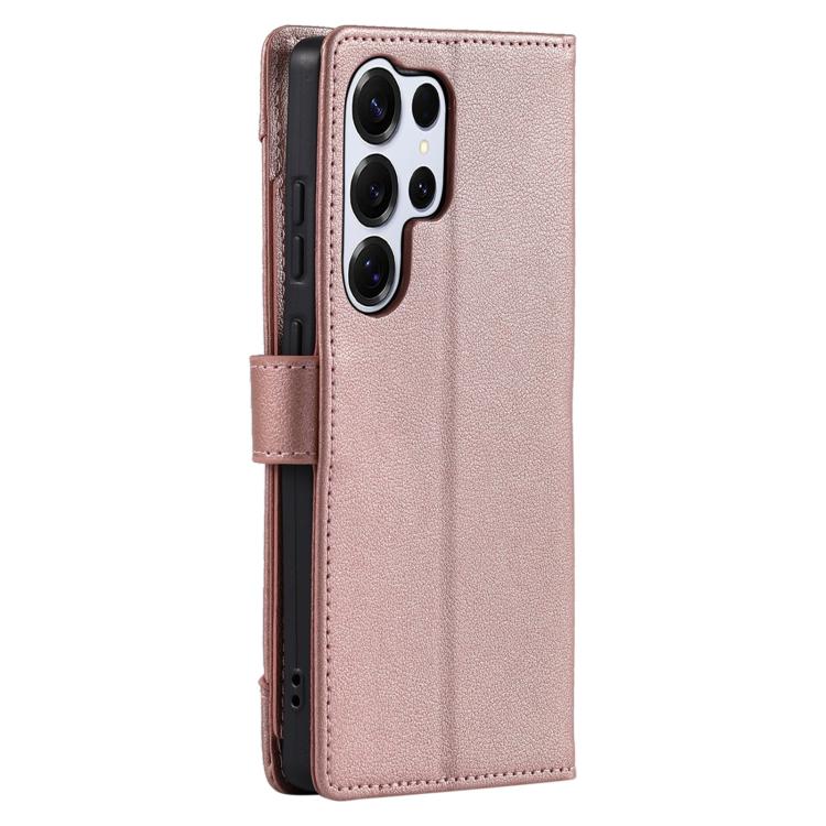 For Galaxy S24 Ultra 5G Litchi Texture Zipper Wallet Buckle Vegan Leather Phone Case with Wrist Strap