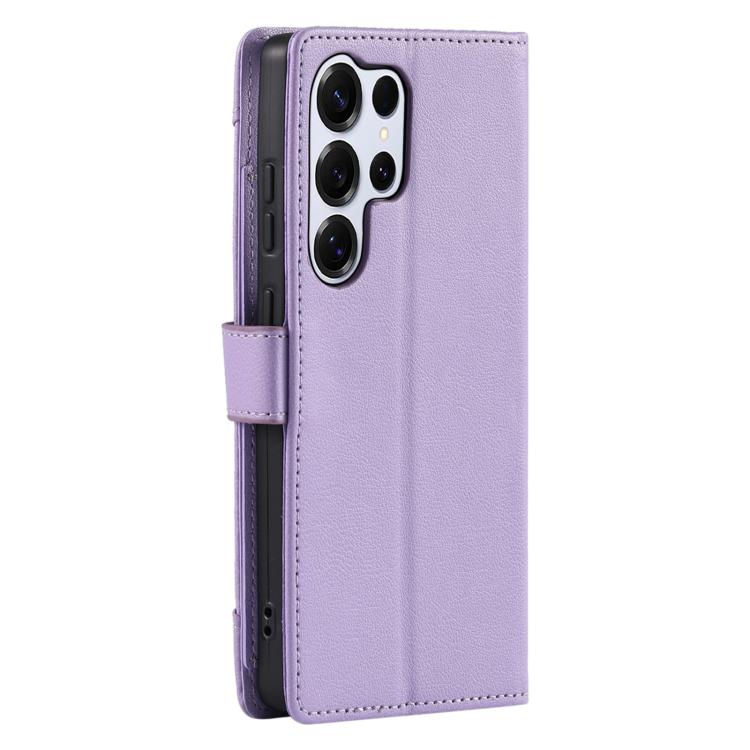 For Galaxy S23 Ultra 5G Litchi Texture Zipper Wallet Buckle Vegan Leather Phone Case with Wrist Strap