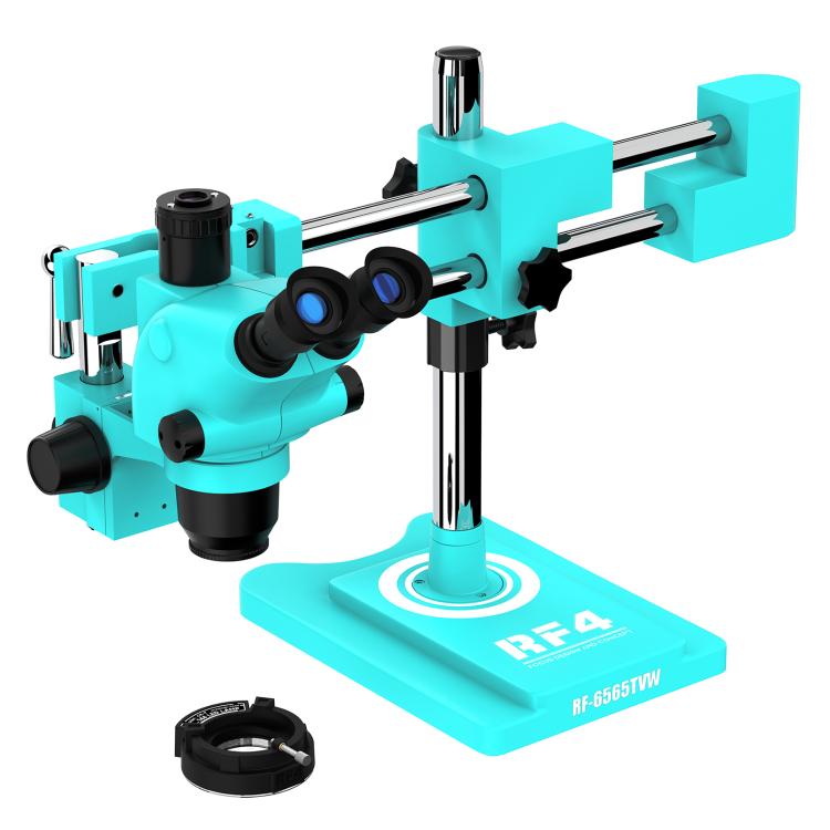 RF4 RF-6565TVW 6.5-65X High-definition Trinocular Stereo Continuous Zoom Industrial Microscope - Blue