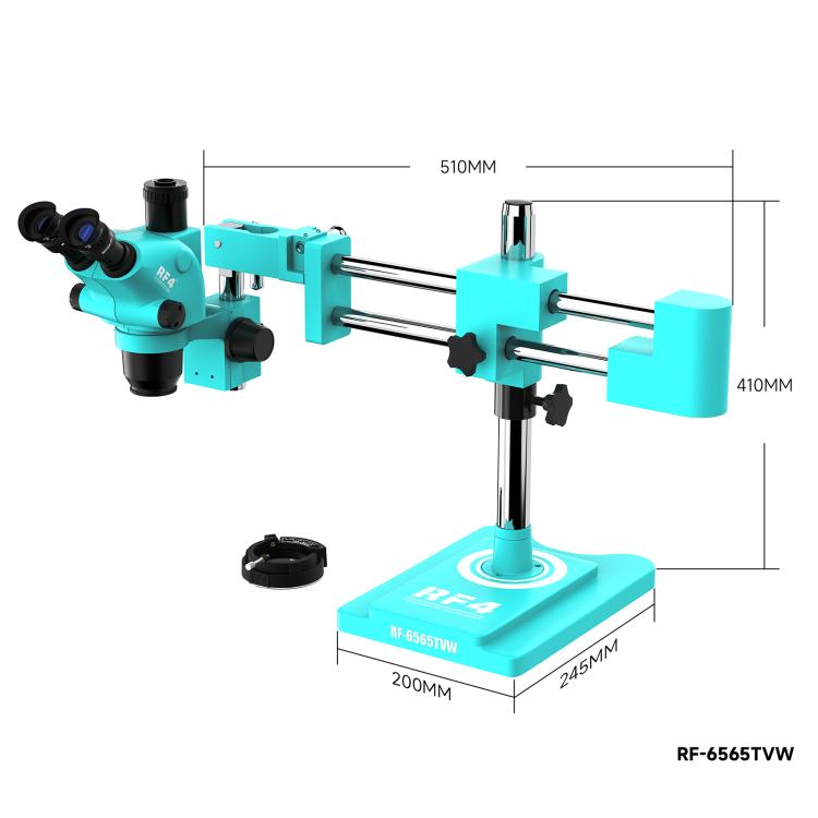 RF4 RF-6565TVW 6.5-65X High-definition Trinocular Stereo Continuous Zoom Industrial Microscope - Blue