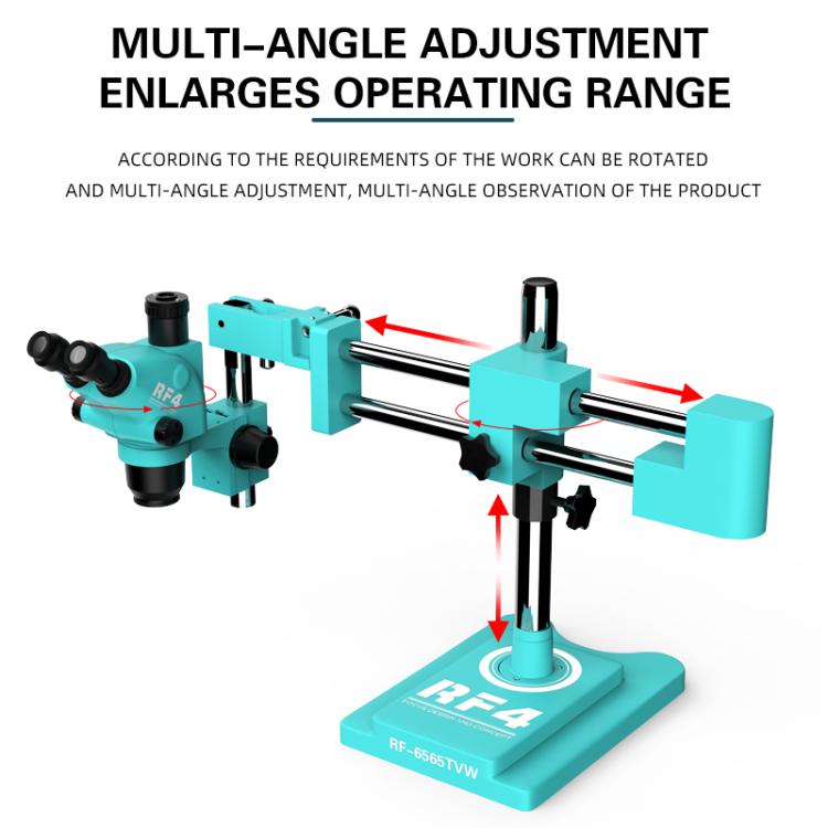 RF4 RF-6565TVW 6.5-65X High-definition Trinocular Stereo Continuous Zoom Industrial Microscope - Blue