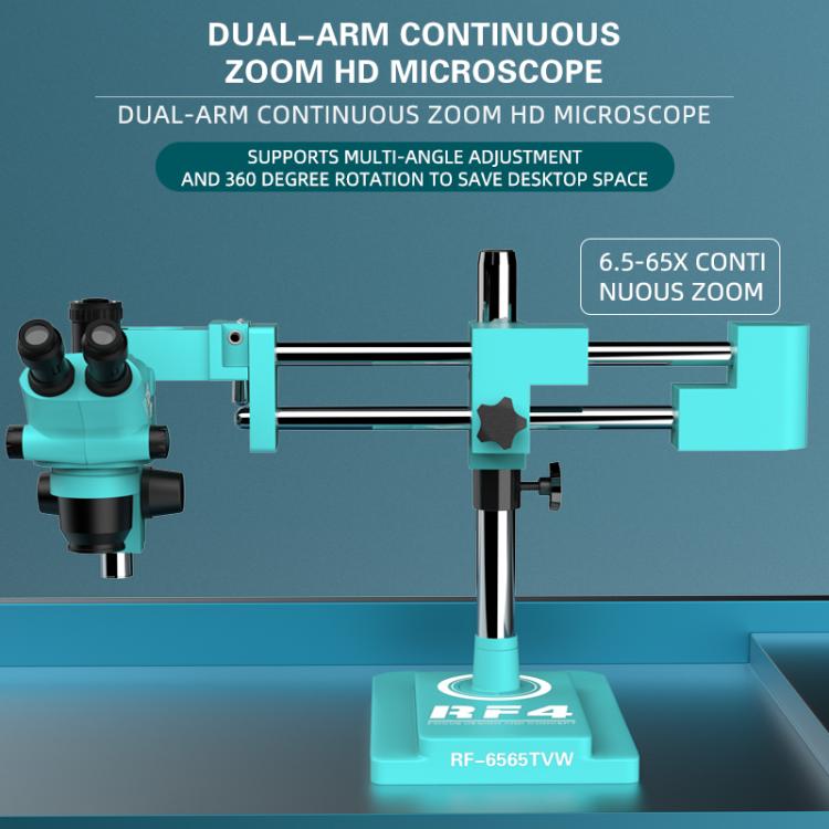 RF4 RF-6565TVW 6.5-65X High-definition Trinocular Stereo Continuous Zoom Industrial Microscope - Blue