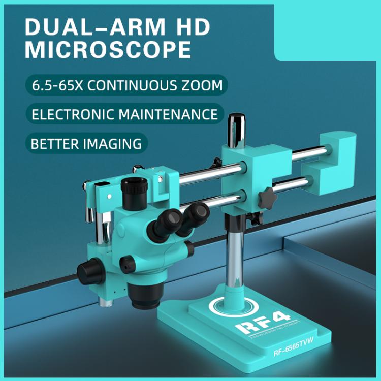 RF4 RF-6565TVW 6.5-65X High-definition Trinocular Stereo Continuous Zoom Industrial Microscope - Blue
