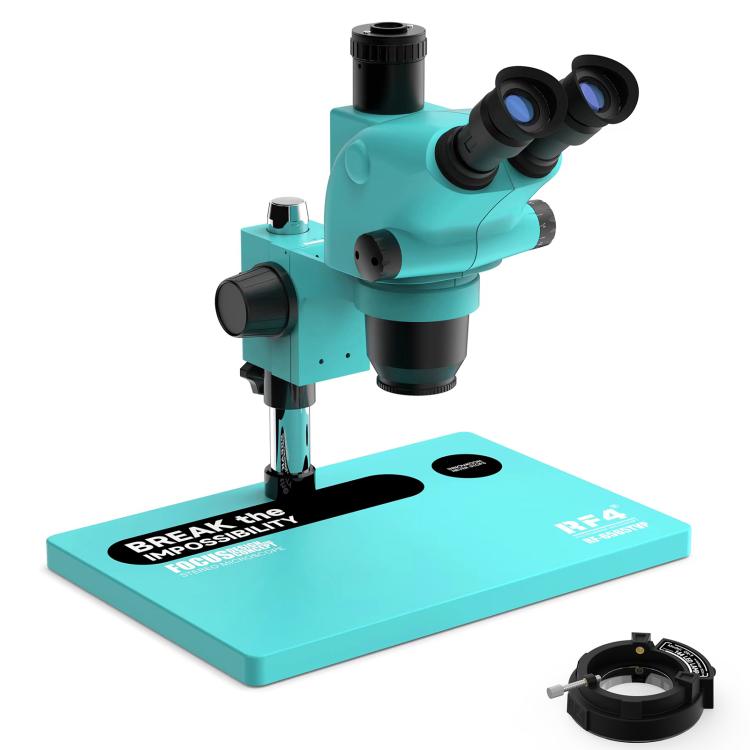 RF4 RF-6565TVP 6.5X-65X Trinocular Stereo Zoom Microscope with Big Aluminum Alloy Base - Blue
