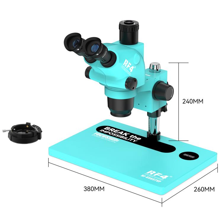 RF4 RF-6565TVP 6.5X-65X Trinocular Stereo Zoom Microscope with Big Aluminum Alloy Base - Blue