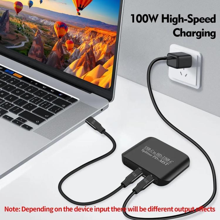 NK-E70 Type-C to HDTV, Type-C 4K 60Hz PD Power Port HD Video Splitter, Support MST and SST - Black