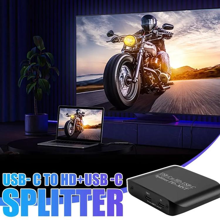 NK-E70 Type-C to HDTV, Type-C 4K 60Hz PD Power Port HD Video Splitter, Support MST and SST - Black