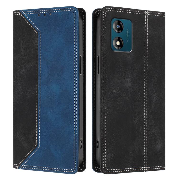 For Motorola Moto E13 Skin Feel Two-tone RFID Blocking Vegan Leather Phone Case