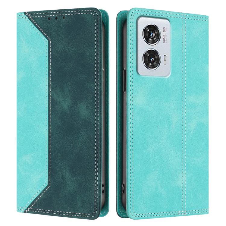 For Motorola Edge 50 Fusion Skin Feel Two-tone RFID Blocking Vegan Leather Phone Case