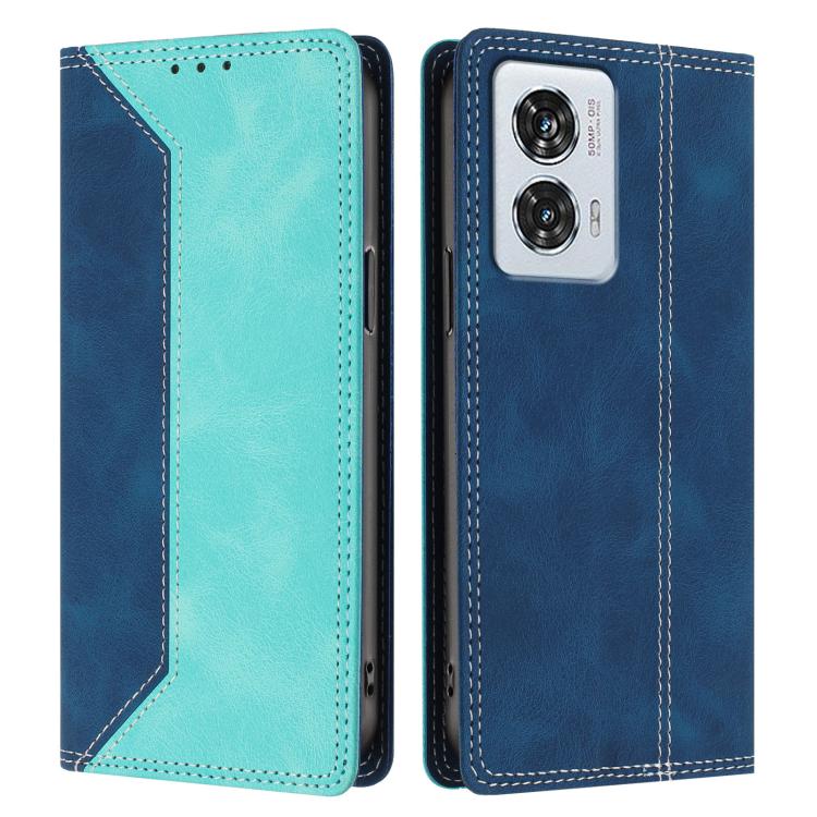 For Motorola Edge 50 Fusion Skin Feel Two-tone RFID Blocking Vegan Leather Phone Case