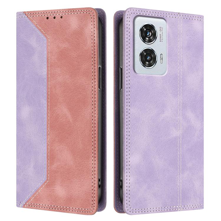 For Motorola Edge 50 Fusion Skin Feel Two-tone RFID Blocking Vegan Leather Phone Case