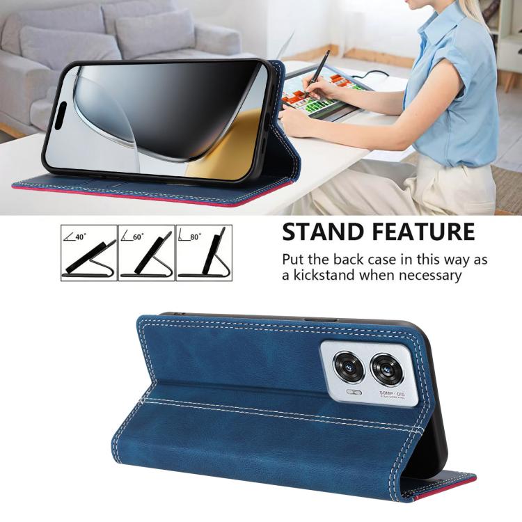 For Motorola Edge 50 Fusion Skin Feel Two-tone RFID Blocking Vegan Leather Phone Case