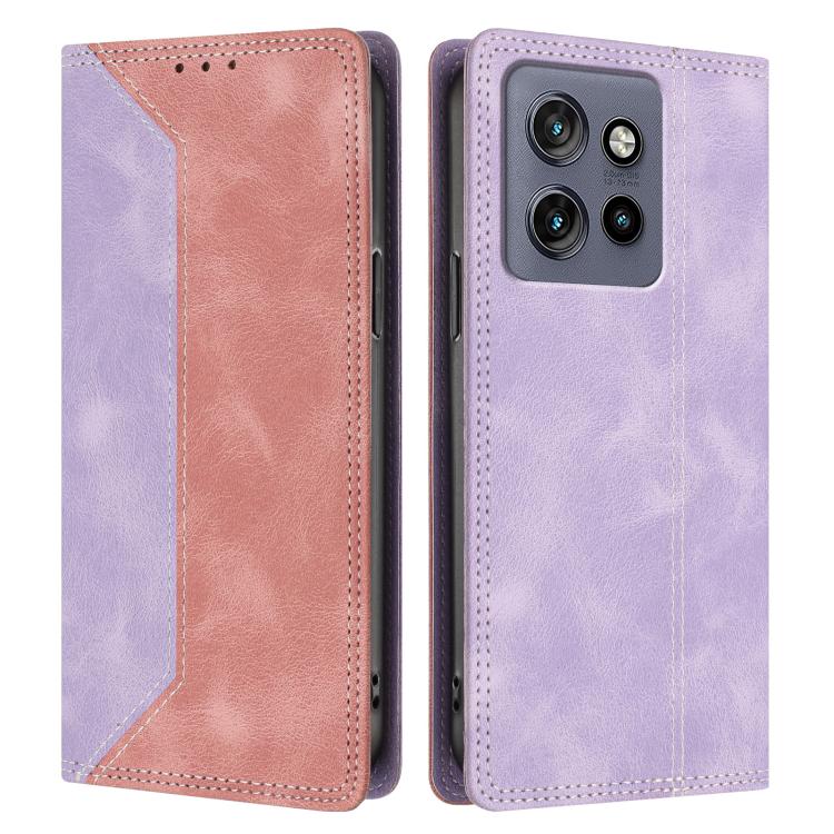 For Motorola Edge 50 Neo / Edge 60 Neo Skin Feel Two-tone RFID Blocking Vegan Leather Phone Case
