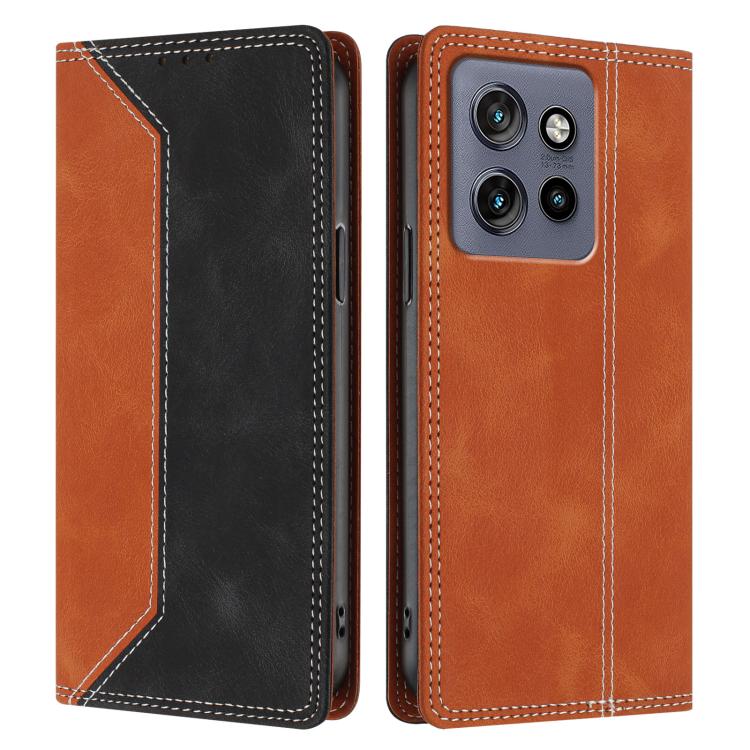 For Motorola Edge 50 Neo / Edge 60 Neo Skin Feel Two-tone RFID Blocking Vegan Leather Phone Case