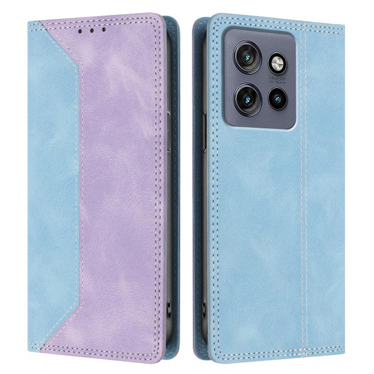 For Motorola Edge 50 Neo / Edge 60 Neo Skin Feel Two-tone RFID Blocking Vegan Leather Phone Case