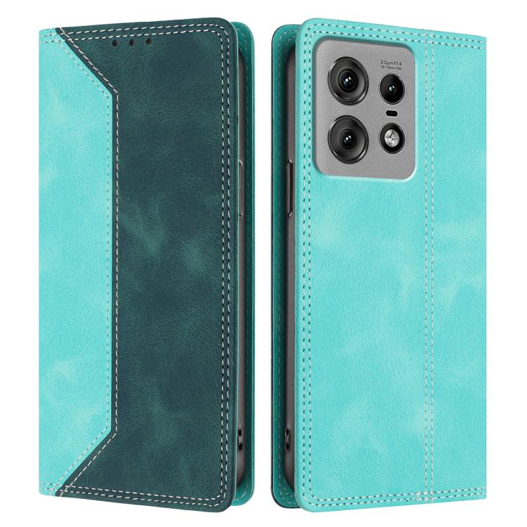For Motorola Edge 50 Pro Skin Feel Two-tone RFID Blocking Vegan Leather Phone Case