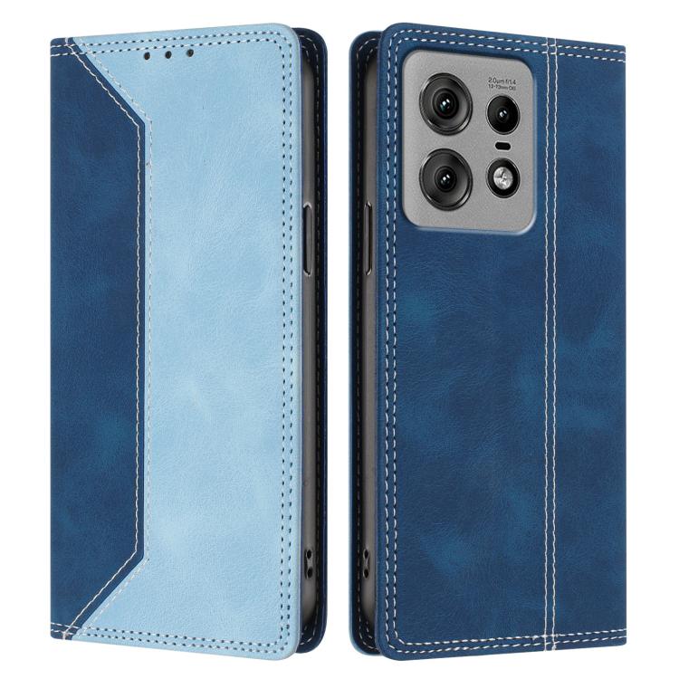 For Motorola Edge 50 Pro Skin Feel Two-tone RFID Blocking Vegan Leather Phone Case