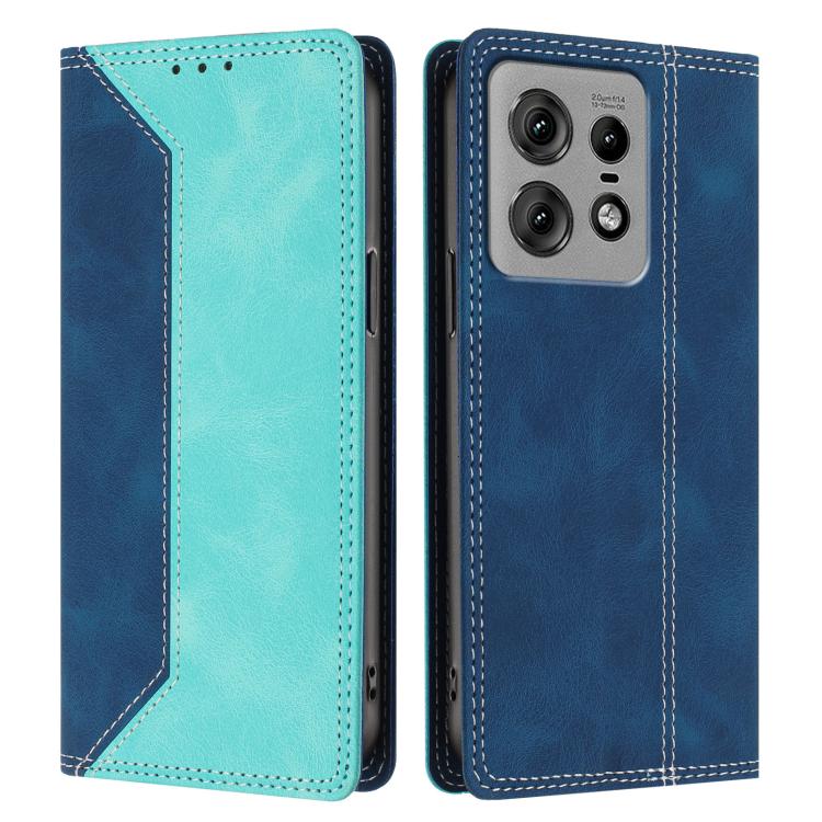 For Motorola Edge 50 Pro Skin Feel Two-tone RFID Blocking Vegan Leather Phone Case