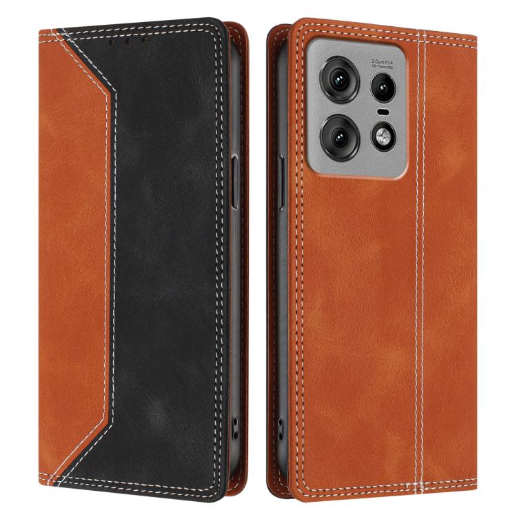 For Motorola Edge 50 Pro Skin Feel Two-tone RFID Blocking Vegan Leather Phone Case