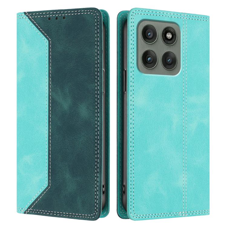 For Motorola Edge 60 Pro Skin Feel Two-tone RFID Blocking Vegan Leather Phone Case