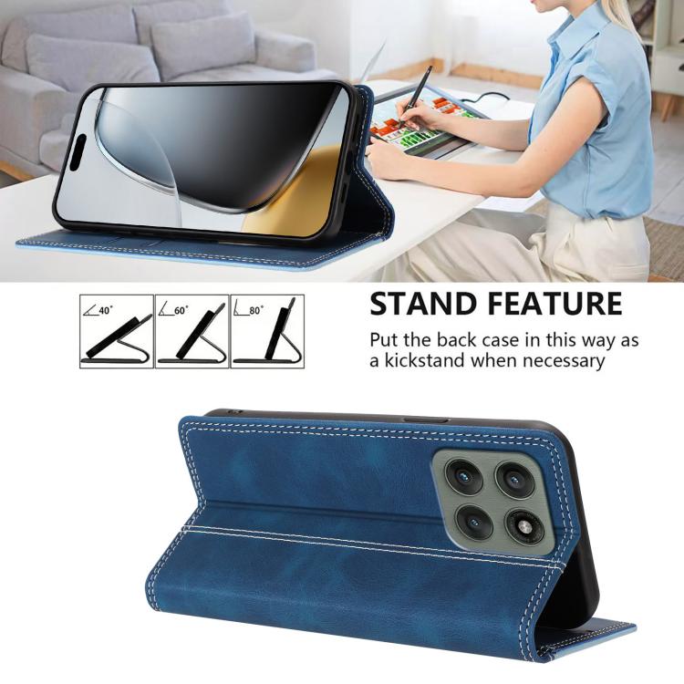 For Motorola Edge 60 Pro Skin Feel Two-tone RFID Blocking Vegan Leather Phone Case