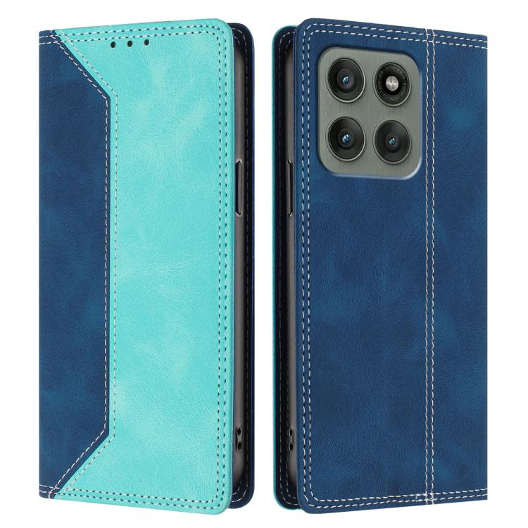 For Motorola Edge 60 Pro Skin Feel Two-tone RFID Blocking Vegan Leather Phone Case