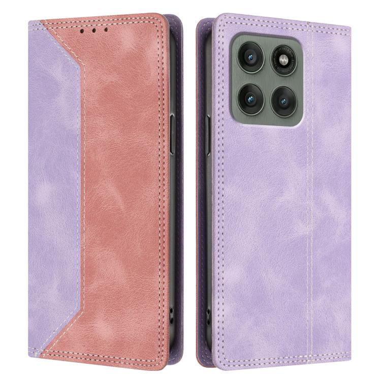 For Motorola Edge 60 Pro Skin Feel Two-tone RFID Blocking Vegan Leather Phone Case