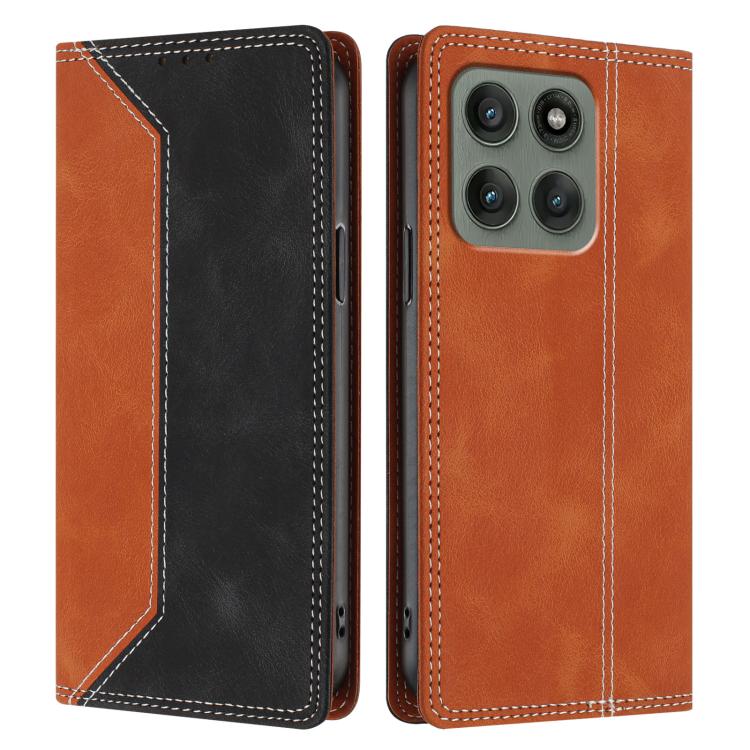 For Motorola Edge 60 Pro Skin Feel Two-tone RFID Blocking Vegan Leather Phone Case