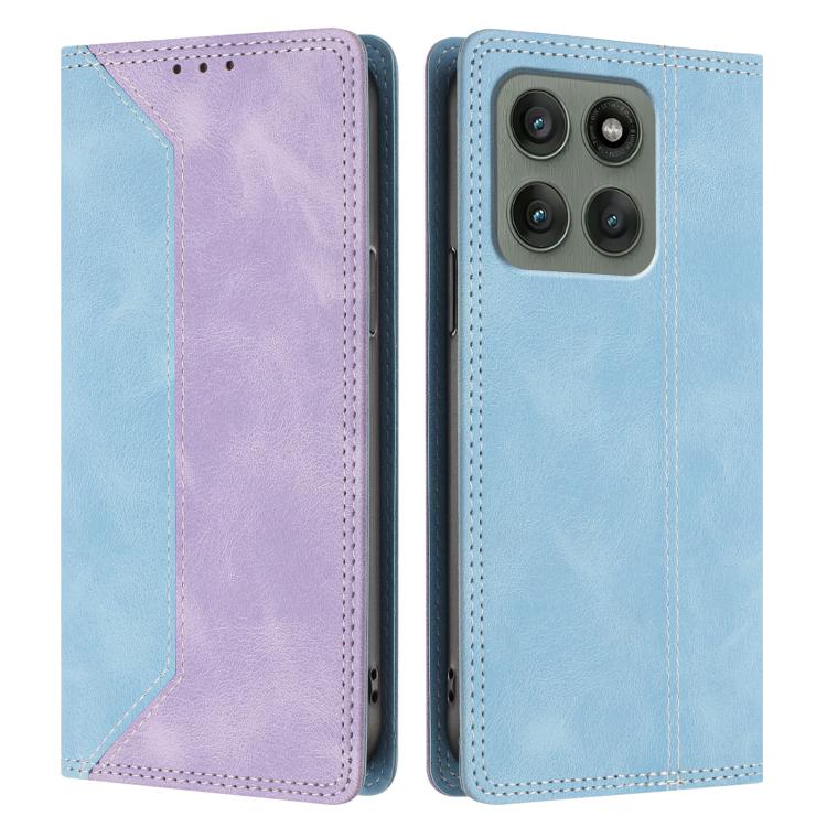 For Motorola Edge 60 Pro Skin Feel Two-tone RFID Blocking Vegan Leather Phone Case