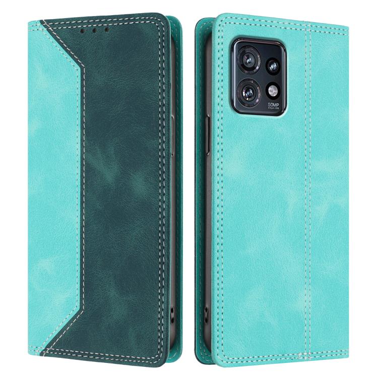 For Motorola Edge+ 2023 / Edge 40 Pro Skin Feel Two-tone RFID Blocking Vegan Leather Phone Case