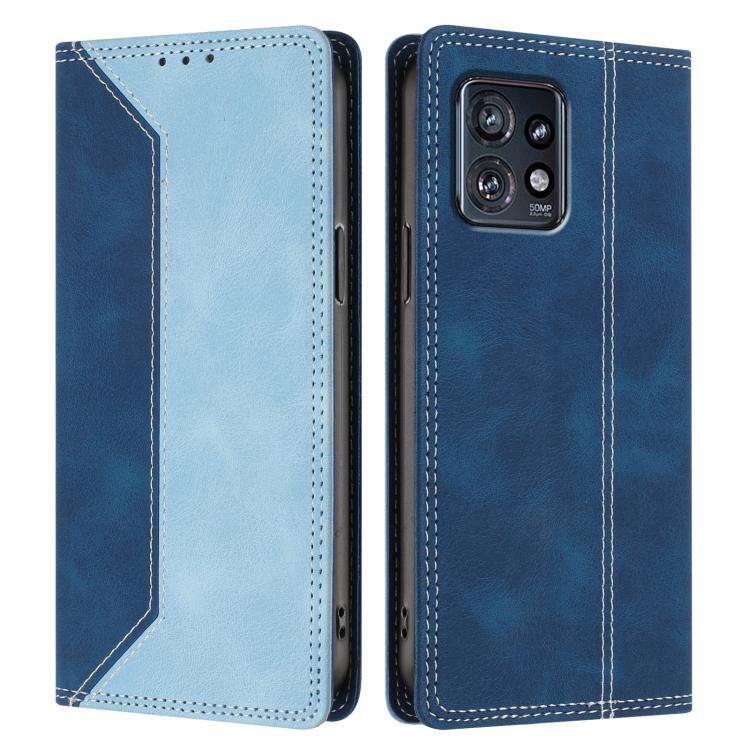 For Motorola Edge+ 2023 / Edge 40 Pro Skin Feel Two-tone RFID Blocking Vegan Leather Phone Case