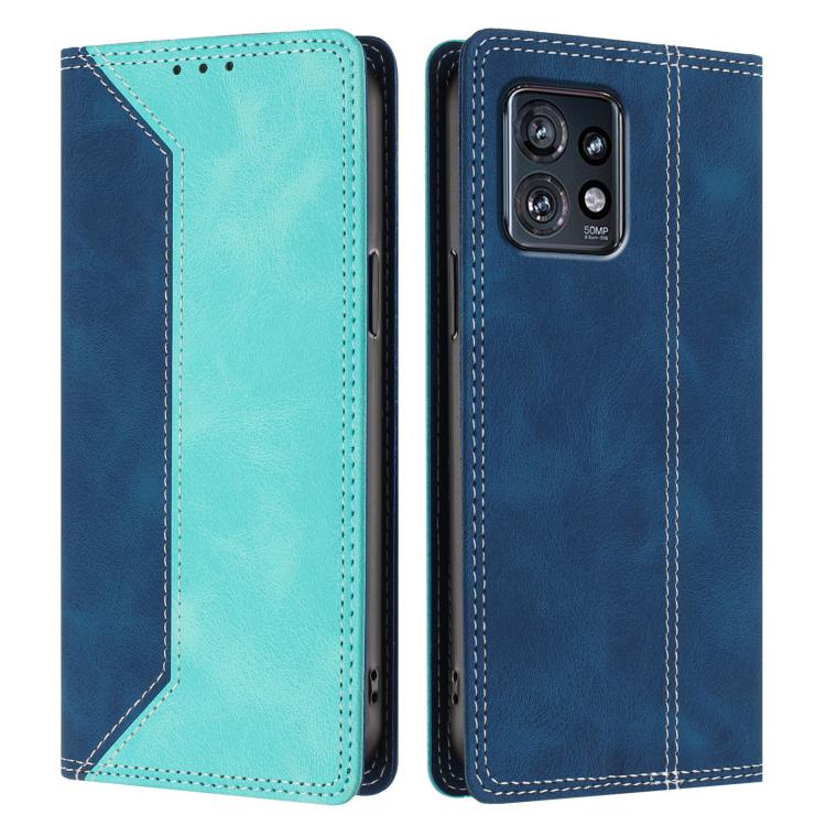 For Motorola Edge+ 2023 / Edge 40 Pro Skin Feel Two-tone RFID Blocking Vegan Leather Phone Case
