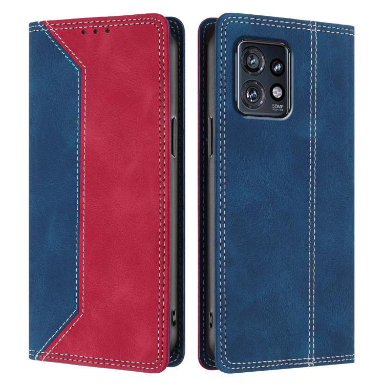 For Motorola Edge+ 2023 / Edge 40 Pro Skin Feel Two-tone RFID Blocking Vegan Leather Phone Case