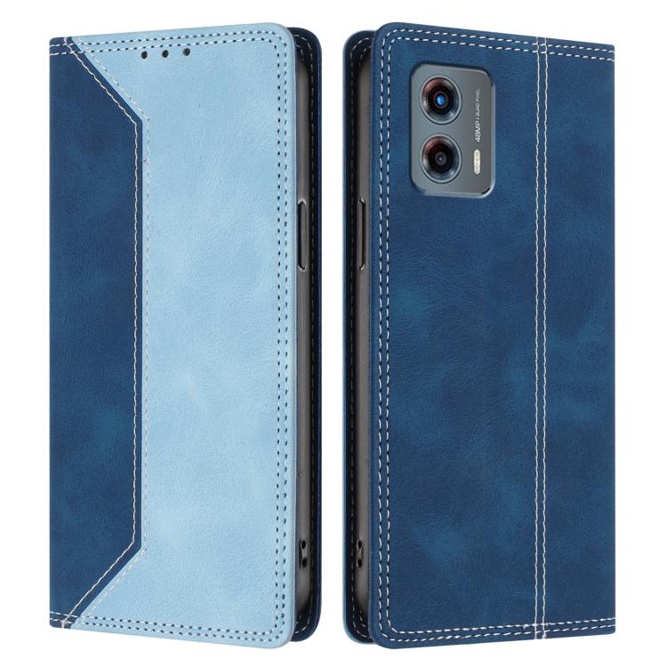 For Motorola Moto G 5G 2023 Skin Feel Two-tone RFID Blocking Vegan Leather Phone Case