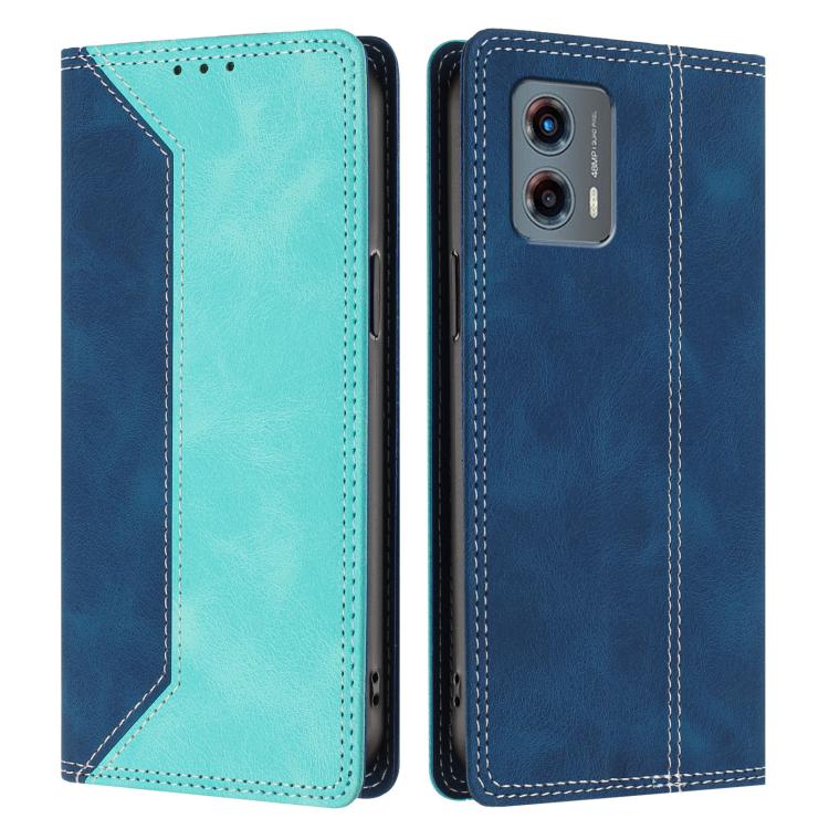 For Motorola Moto G 5G 2023 Skin Feel Two-tone RFID Blocking Vegan Leather Phone Case