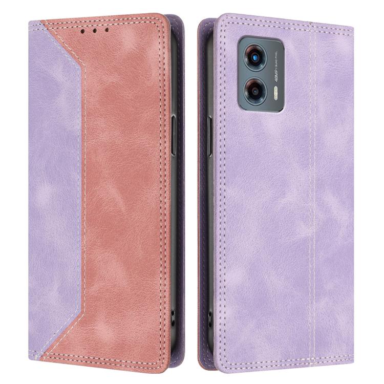 For Motorola Moto G 5G 2023 Skin Feel Two-tone RFID Blocking Vegan Leather Phone Case
