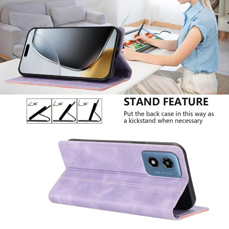 For Motorola Moto G 5G 2024 Skin Feel Two-tone RFID Blocking Vegan Leather Phone Case