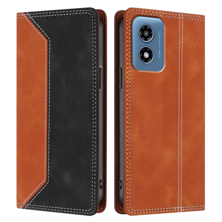 For Motorola Moto G 5G 2024 Skin Feel Two-tone RFID Blocking Vegan Leather Phone Case